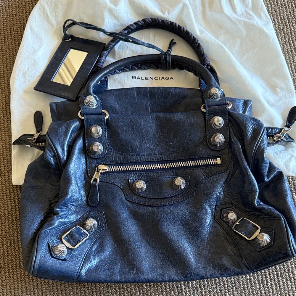Balenciaga large City bag Dark Blue Leather